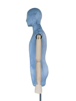 Blue Velvet Male Half-Body Mannequin, side view