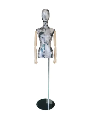 xintu-floral-fabric-half-body-01-front.webp Fabric Female Half-Body Mannequin, front view