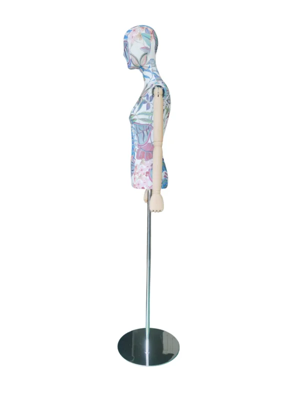 xintu-floral-fabric-half-body-03-side.webp Fabric Female Half-Body Mannequin, side view