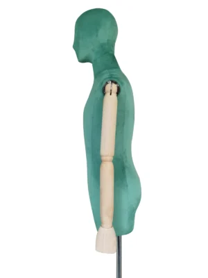 Green Velvet Male Half-Body Mannequin, side view