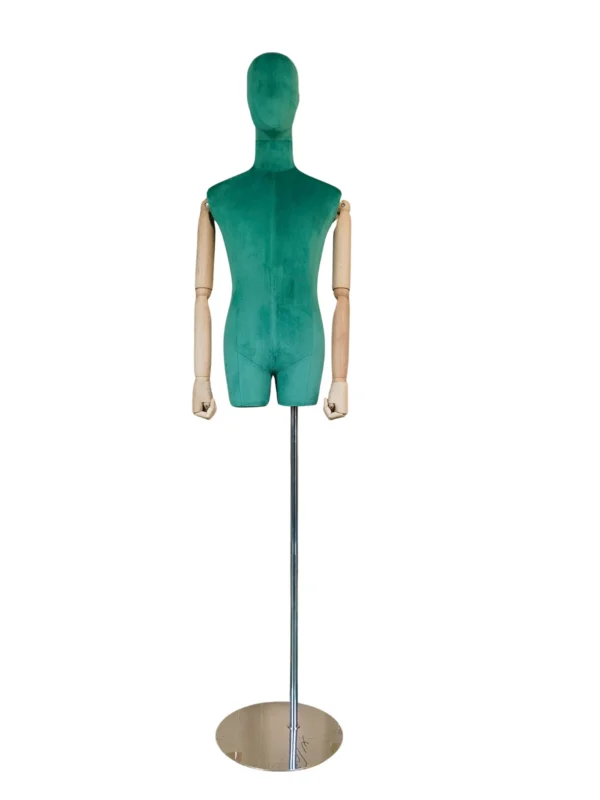 xintu-green-velvet-half-body-male-03.webp Green Velvet Male Half-Body Mannequin