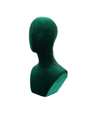xintu-green-velvet-male-jewelry-head-01-angled.webp Green Velvet Necklace Display Bust, angled view