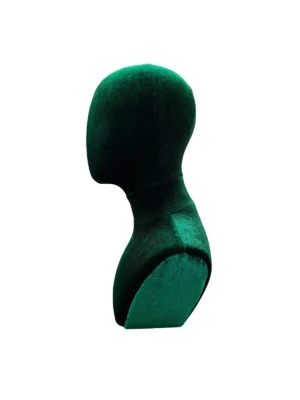 Green Velvet Necklace Display Bust, side view