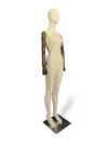 xintu-linen-full-body-female-02-angled.webp Linen Female Full-Body Mannequin with Wooden Arms, angled view