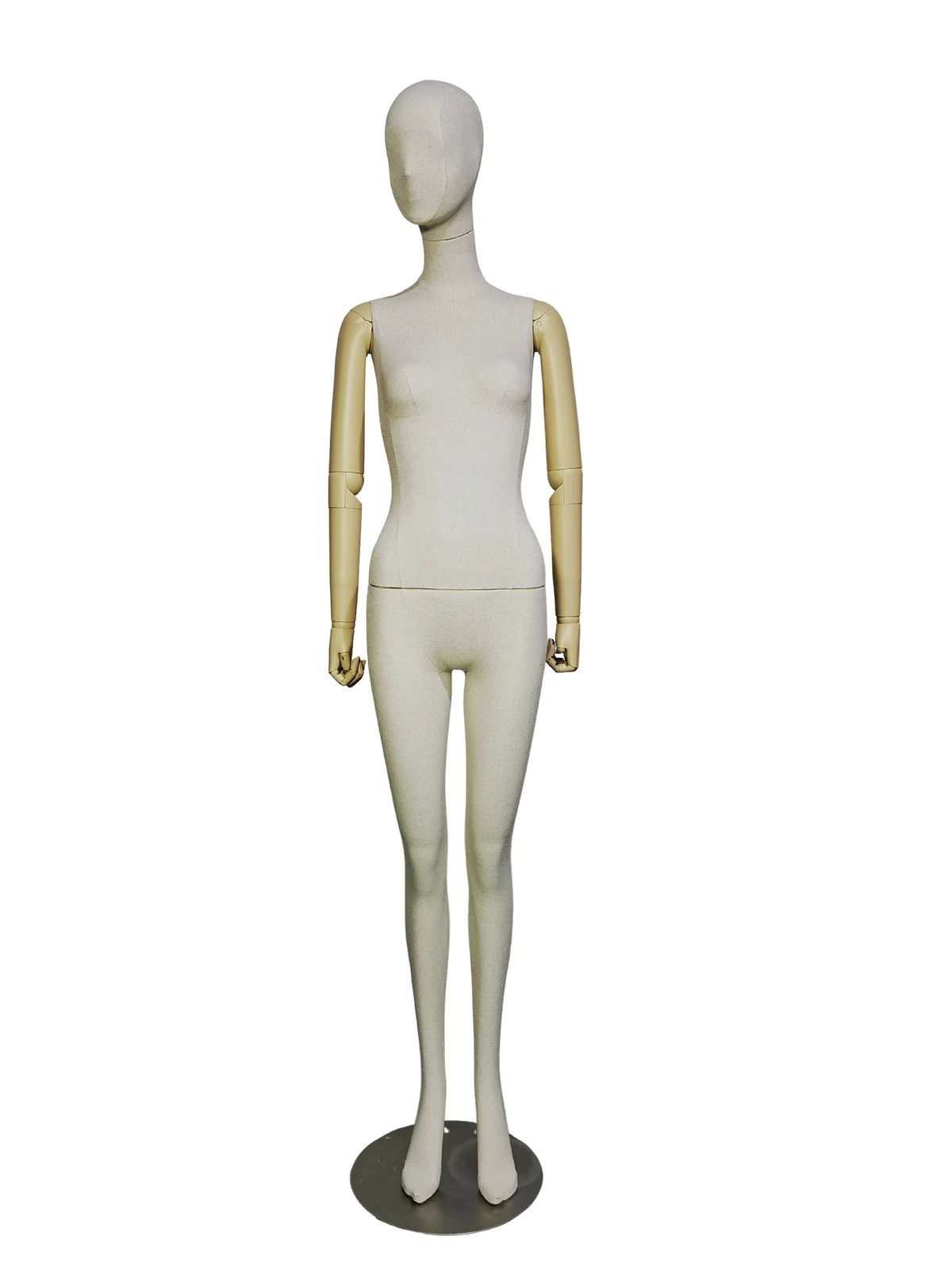 Linen Female Full-Body Mannequin with Painted Arms, front view