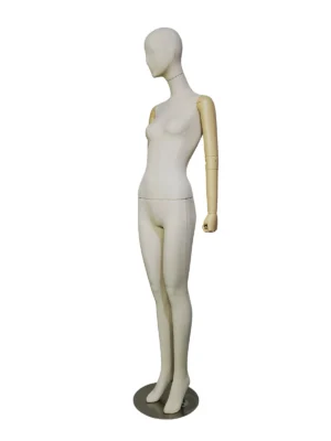 Linen fabric-covered full-body female mannequin with painted arms – XINTU