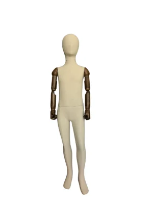 Linen Kids Full-Body Mannequin with Adjustable Arms, front view