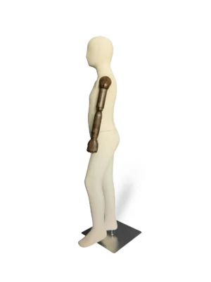 Linen Kids Full-Body Mannequin with Adjustable Arms, side view