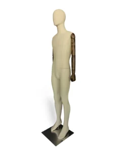 Linen full-body male mannequin showing retail display proportions