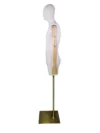Linen Male Half-Body Mannequin, Wooden Arms, Gold Base, side view