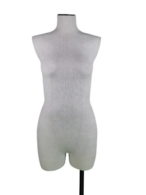 Linen Female Half-Body Mannequin with Rectangular Base, front view