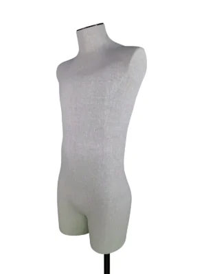 Linen Male Half-Body Mannequin with Rectangular Base, angled view