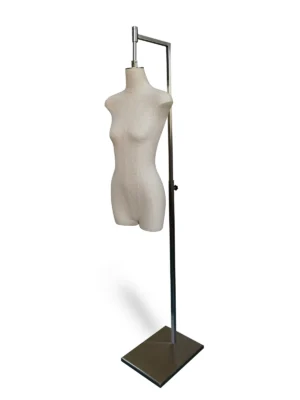 Linen Female Half-Body Mannequin Headless & Handless, angled view