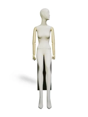 Linen Female Seated Mannequin with Painted Arms, front view