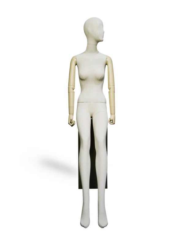 xintu-linen-seated-female-painted-arms-01-front.webp Linen Female Seated Mannequin with Painted Arms, front view
