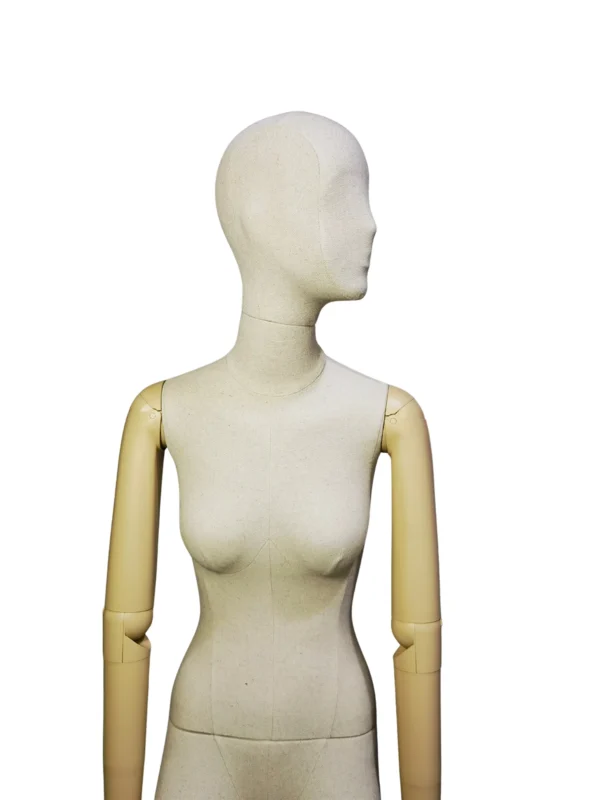 xintu-linen-seated-female-painted-arms-03-side.webp Linen Female Seated Mannequin with Painted Arms, side view