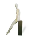 xintu-linen-seated-female-painted-arms-04-side.webp Linen Female Seated Mannequin with Painted Arms, side view