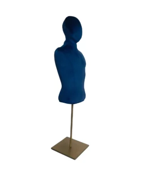 Multi-Color Velvet Male Half-Body Mannequin with Square Base
