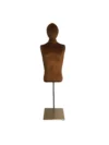 xintu-mini-tabletop-male-torso-brown-01-front.webp Multi-Color Velvet Male Half-Body Mannequin with Square Base, front view