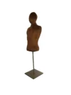 xintu-mini-tabletop-male-torso-brown-06-angled.webp Multi-Color Velvet Male Half-Body Mannequin with Square Base, angled view
