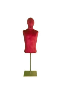 Multi-Color Velvet Male Half-Body Mannequin with Square Base, front view