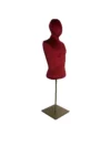 xintu-mini-tabletop-male-torso-red-08-angled.webp Multi-Color Velvet Male Half-Body Mannequin with Square Base, angled view