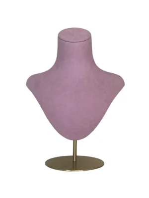 xintu-pink-suede-necklace-bust-01-front.webp Pink Suede Necklace Display Bust, front view