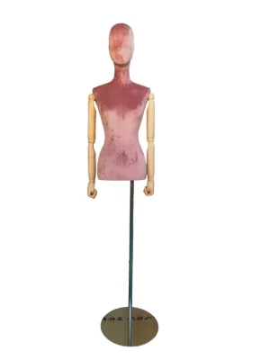 Pink Velvet Female Half-Body Mannequin, front view