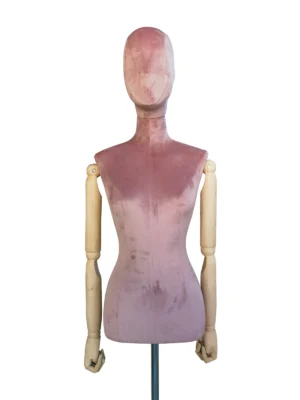 Pink Velvet Female Half-Body Mannequin, front view