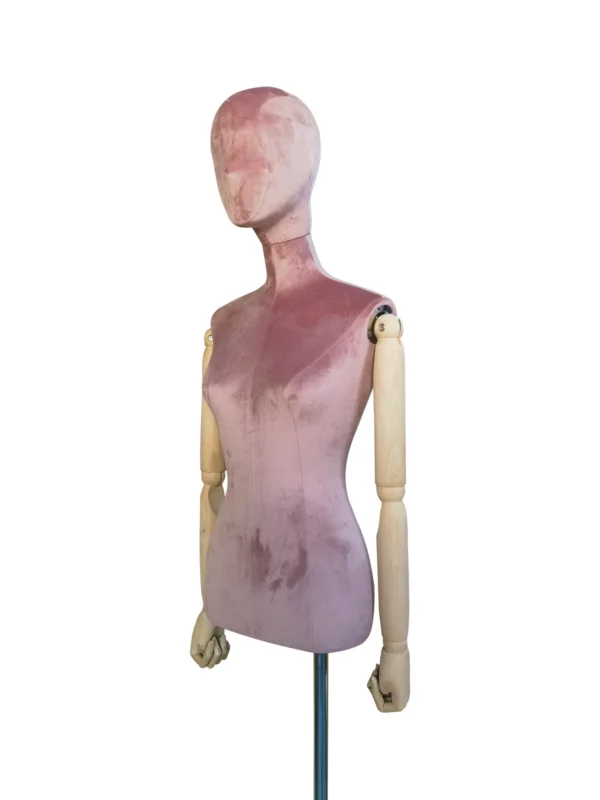 xintu-pink-velvet-half-body-female-03-angled.webp Pink Velvet Female Half-Body Mannequin, angled view