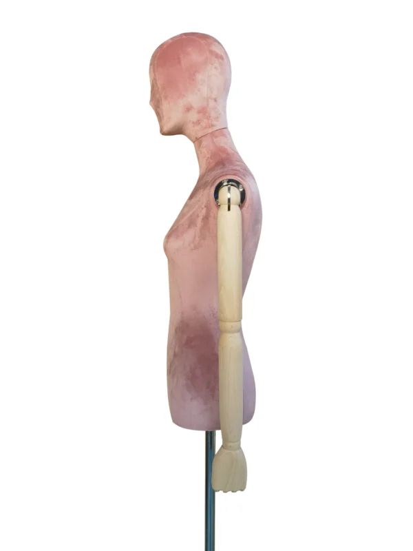 xintu-pink-velvet-half-body-female-04-side.webp Pink Velvet Female Half-Body Mannequin, side view
