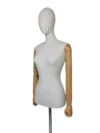 xintu-premium-fabric-half-body-female-silver-round-base-04-detail.webp Premium Fabric Female Half-Body Mannequin, Silver Round Base, close-up detail