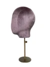 xintu-purple-velvet-display-head-03-side.webp Purple Velvet Female Display Head with Gold Base, side view