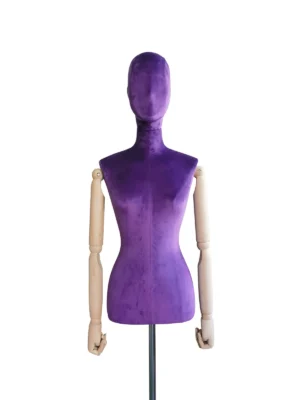 Purple Velvet Female Half-Body Mannequin, front view