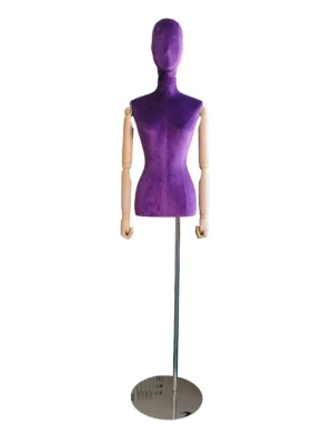 Purple Velvet Female Half-Body Mannequin, front view