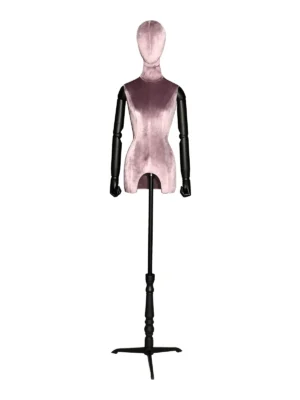 xintu-purple-velvet-half-body-female-abs-arms-01-front.webp Purple Velvet Female Half-Body Mannequin with ABS Arms, front view