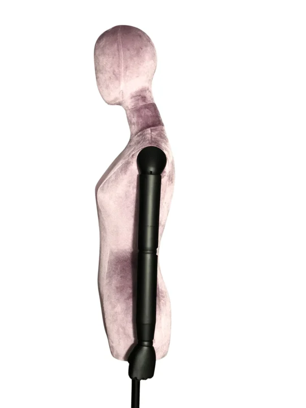 xintu-purple-velvet-half-body-female-abs-arms-03-side.webp Purple Velvet Female Half-Body Mannequin with ABS Arms, side view