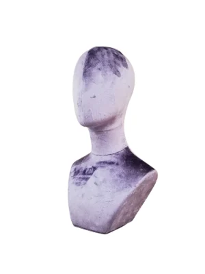 Purple Velvet Male Display Head, angled view