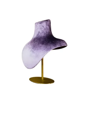 Purple Velvet Necklace Display Bust, angled view