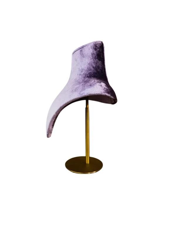 Purple Velvet Necklace Display Bust, side view