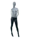 xintu-striped-fabric-full-body-female-01-front.webp Mehrfarbig gestreiftes Stoff-Mannequin für Damen, Ganzkörper, Vorderansicht
