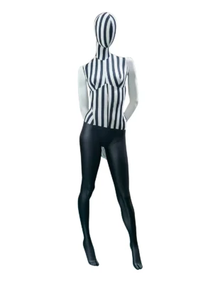 Multi-Color Striped Fabric Female Full-Body Mannequin, front view