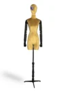 Turmeric Velvet Female Half-Body Mannequin with Wooden Arms