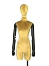 Turmeric Velvet Female Half-Body Mannequin with Wooden Arms
