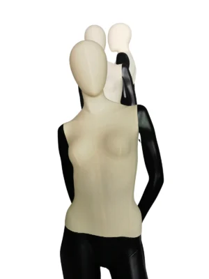 Beige Two-Tone Fabric Female Full-Body Mannequin, angled view