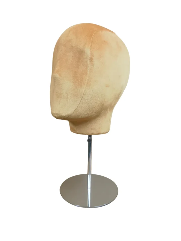 xintu-velvet-display-head-yellow-05-angled.webp Multi-Color Velvet Display Head with Round Base, angled view