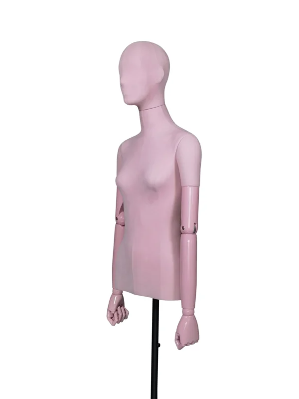 xintu-velvet-half-body-female-abs-arms-06.webp Velvet fabric-covered female half-body mannequin with ABS arms – XINTU custom mannequin