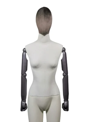 Dark Velvet Female Full-Body Mannequin with Adjustable Arms, front view