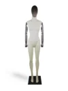 xintu-velvet-head-fabric-torso-female-02-front.webp Dark Velvet Female Full-Body Mannequin with Adjustable Arms, front view