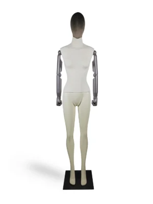 Dark Velvet Female Full-Body Mannequin with Adjustable Arms, front view